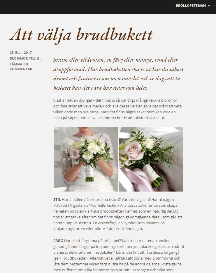 Blogginlägg Blommor till bröllop