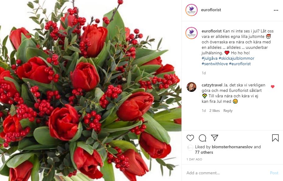 Instagraminlägg Euroflorist